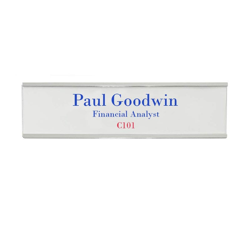 NapTags Wall or Door Nameplate Holder with Clear Plastic Inserts and Perforated Nameplate Inserts - Pack of 10 (Silver, 8" x 2") - Image 3